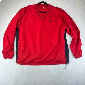 Starter Windbreaker Mens Pullover‎ Relaxed XL Red V-Neck Jacket Sporty Utility